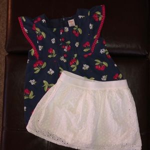 Gymboree Outfit Cherry Top Skirt Set 2pc Sz 6-8